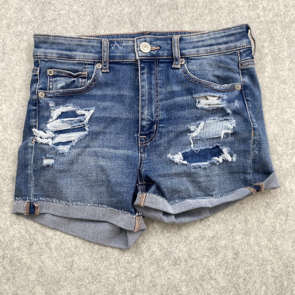 American Eagle Outfitters Denim Shorts Womens 8 (29x3) Blue Distressed Cutoff